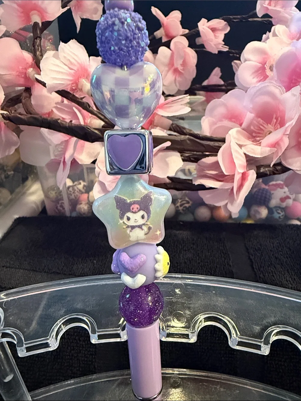 Lavender Star-Bead Decorative Kids Pen - Purple